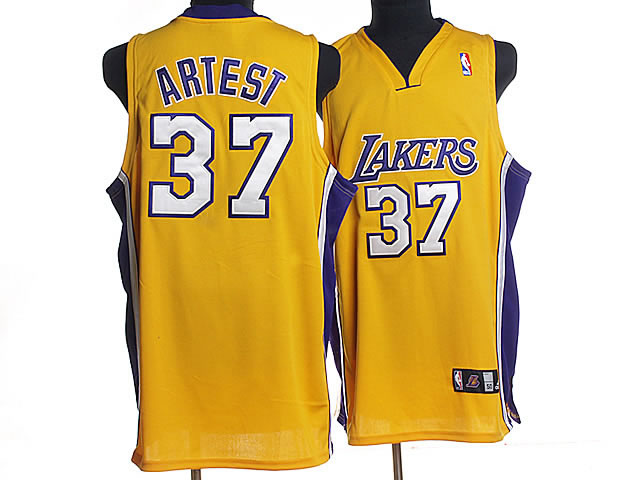 NBA Los Angeles Lakers 37 Ron Artest Authentic Yellow Jersey